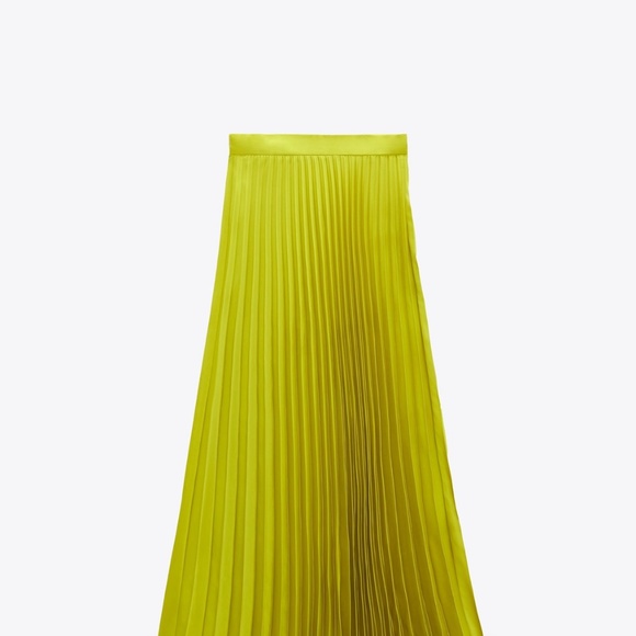 Zara Limited Edition Lime Green Pleated Midi Skirt. New with tags. - Picture 6 of 7